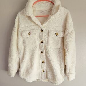 No Boundaries Faux Sherpa Shacket